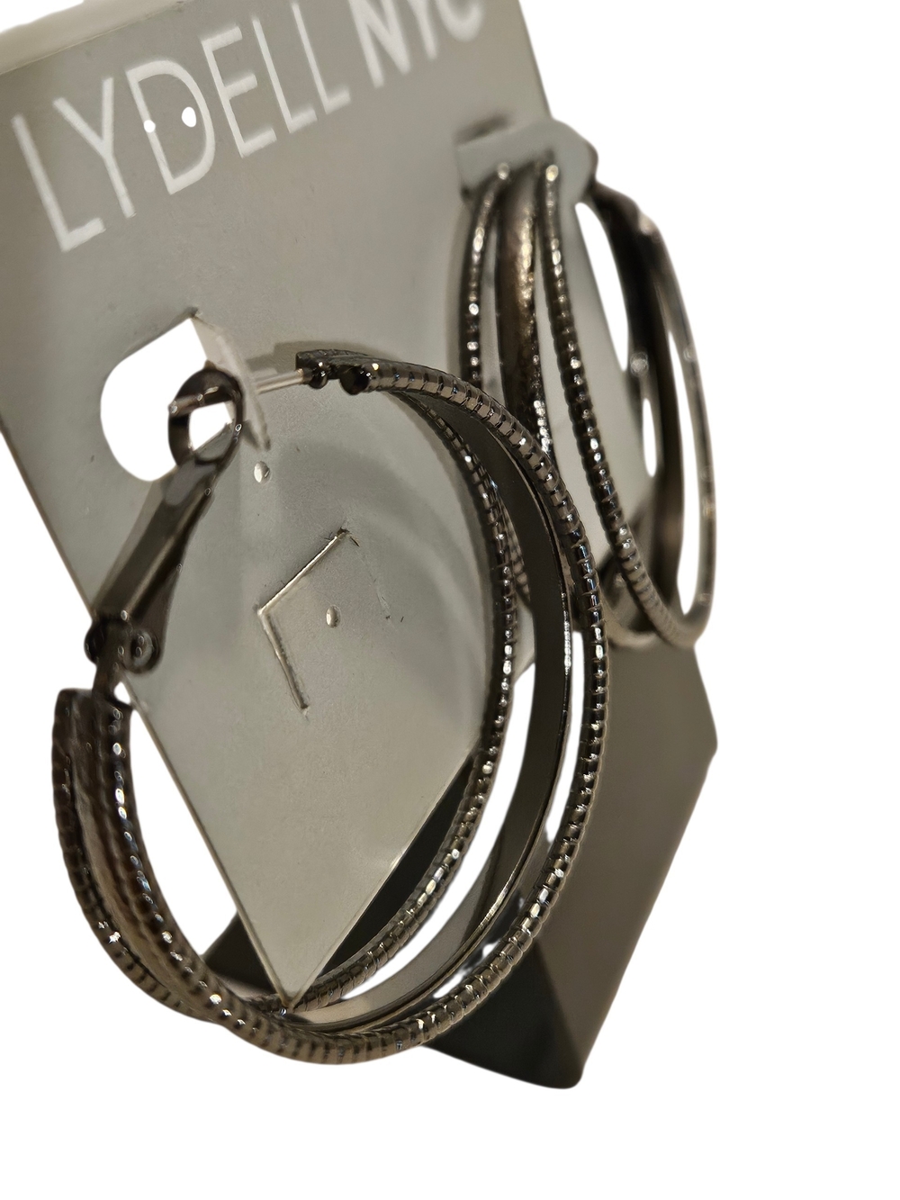 Lydell NYC Gunmetal Textured Double Hoop Earrings